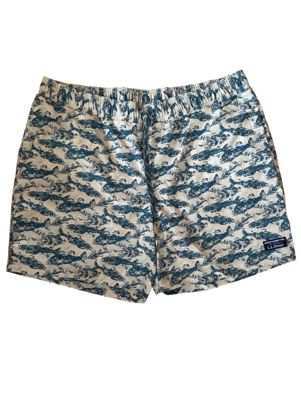 L.L.Bean Vacationland NEW Stretch Swim Trunks Lightest Mint Fish XL